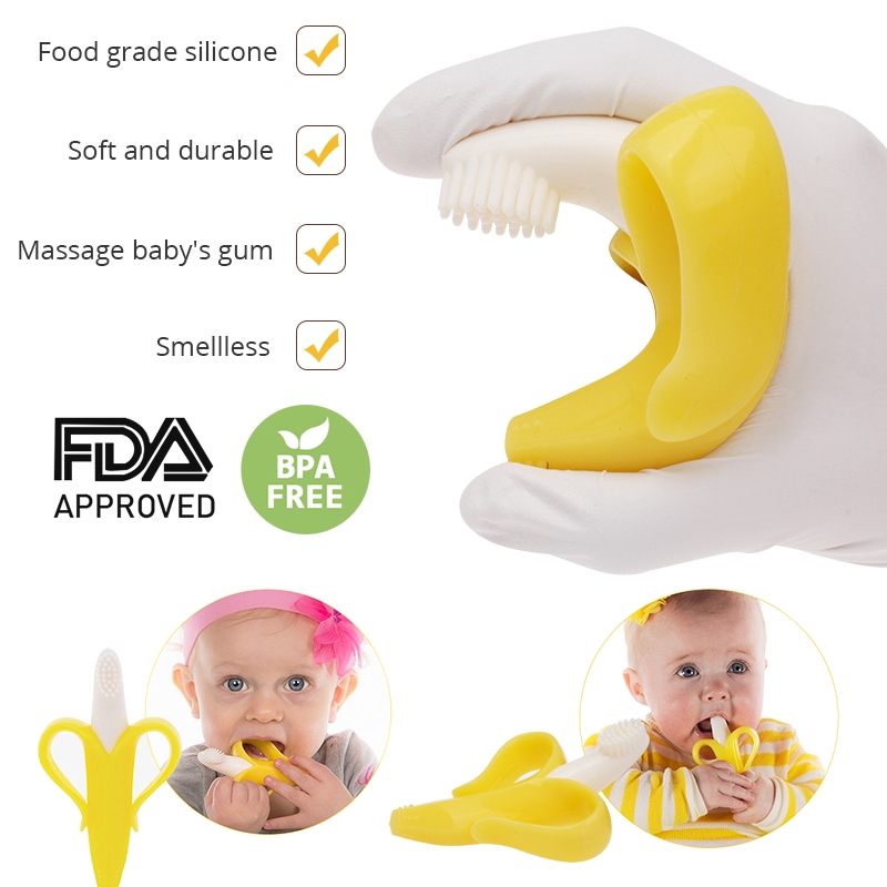 Vòng ngậm nướu bằng Silicone không chứa BPA hình quả chuối an toàn cho bé