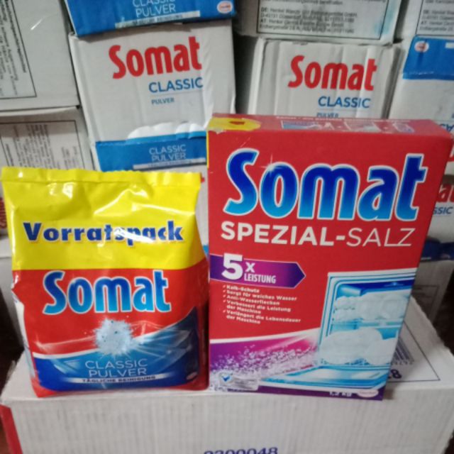 Combo muối làm mềm nước và bột rửa bát Somat 1,2kg