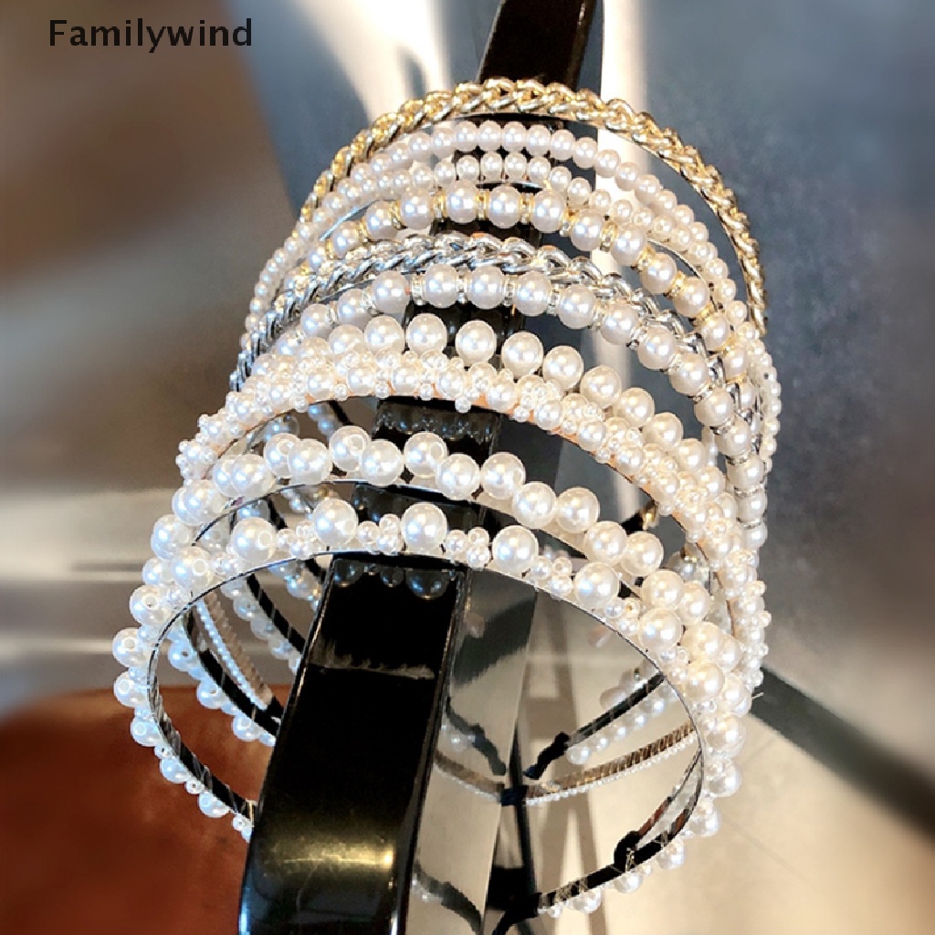 Băng Đô Cài Tóc Đính Hạt Ngọc Trai Đơn Giản Phong Cách Punk Cho Nữ