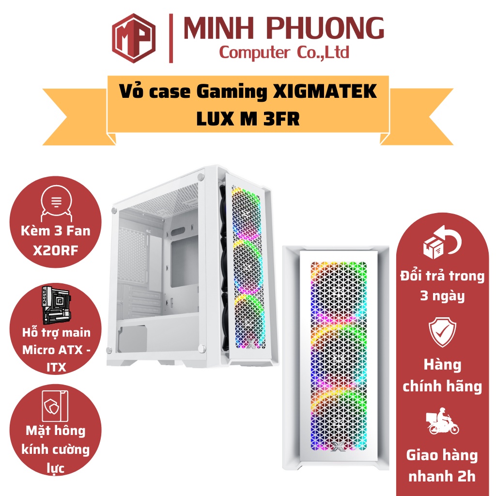 Vỏ case XIGMATEK LUX M 3FR GAMING M-ATX, KÈM 03 FAN XIGMATEK X20RF