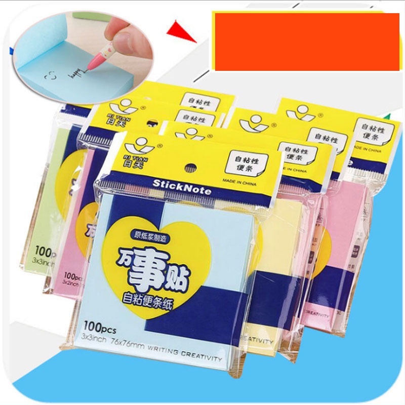 Giấy Note Ghi Chú Sticky Note 4 Màu Pastel Nhiều Kich Thước - 100 Tờ BiBiGa