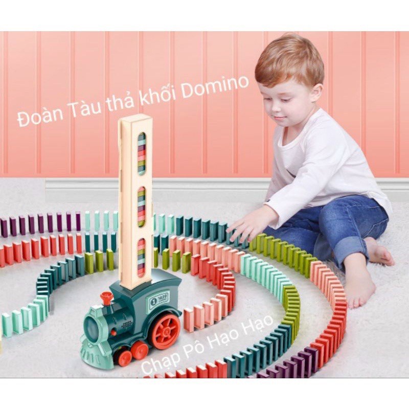 Xe đồ chơi tàu hỏa, xe lửa xếp domino tự động phát nhạc cho bé