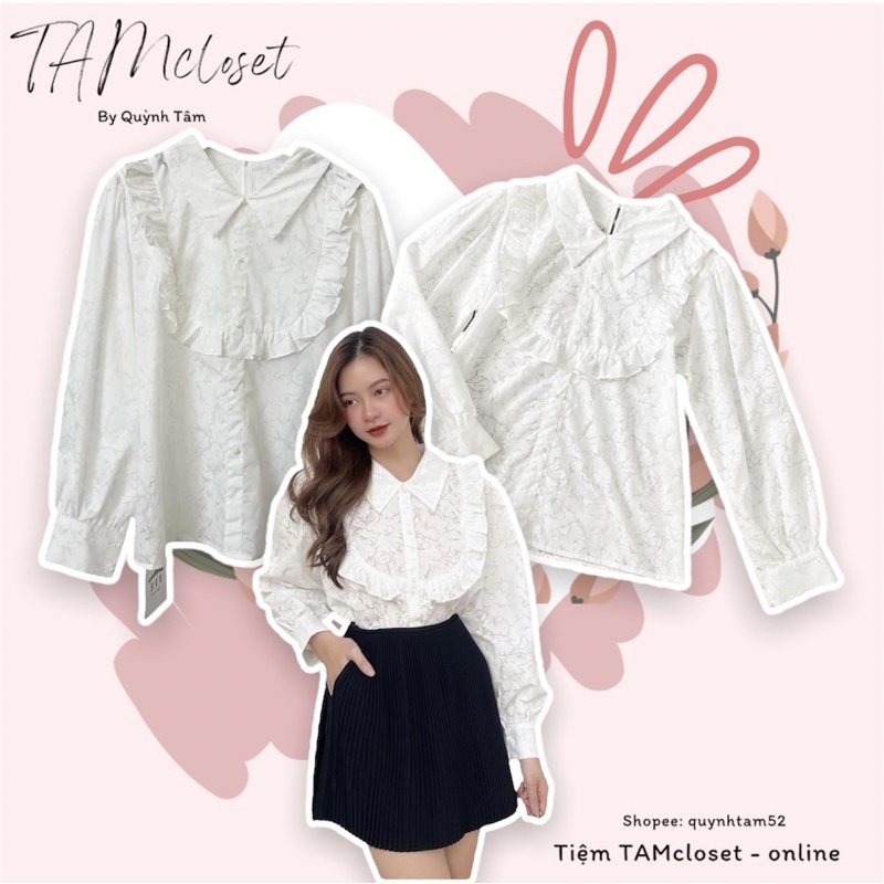 Áo sơ mi trắng cotton hoa chanh sả - TK934 ( có sẳn-hình thật-ship hoả tốc )