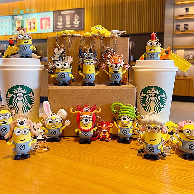 Móc khóa minion 12 con giáp nhiều kiểu dáng đáng yêu chất liệu PVC dùng làm quà tặng, móc treo balo, túi xách-Ráp