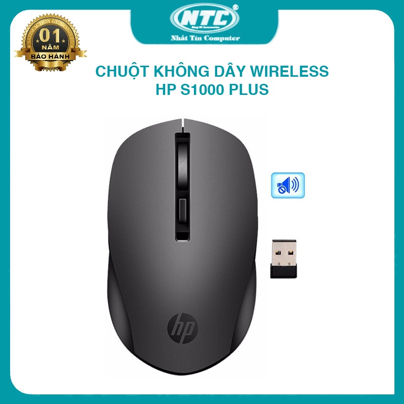 Chuột không dây wireless HP S1000 Plus silent click không âm thanh - con lăn hợp kim cực đẹp (Đen)