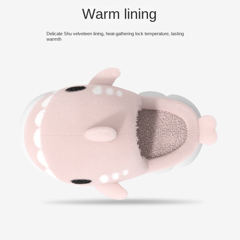Dép Bông Đi Trong Nhà Đế Dày 5CM Giữ Ấm Mùa Đông Hình Cá Mập Cỡ Nhỏ Mới Cho Nam Nữ