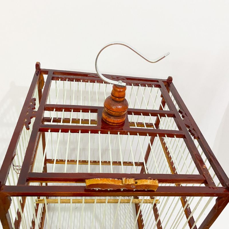 Lồng vuông chào mào khung gỗ giá rẻ nan cáp quang