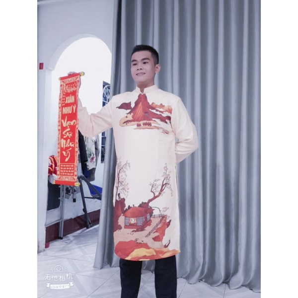 Áo dài nam gấm