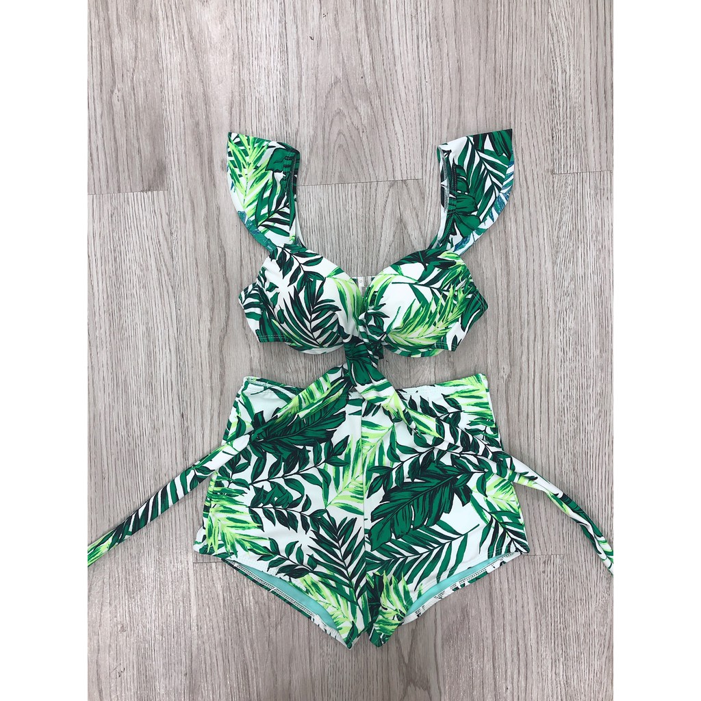 Bikini bộ bơi hai mảnh xanh lá mặc đi biển đi bơi hot | BigBuy360 - bigbuy360.vn