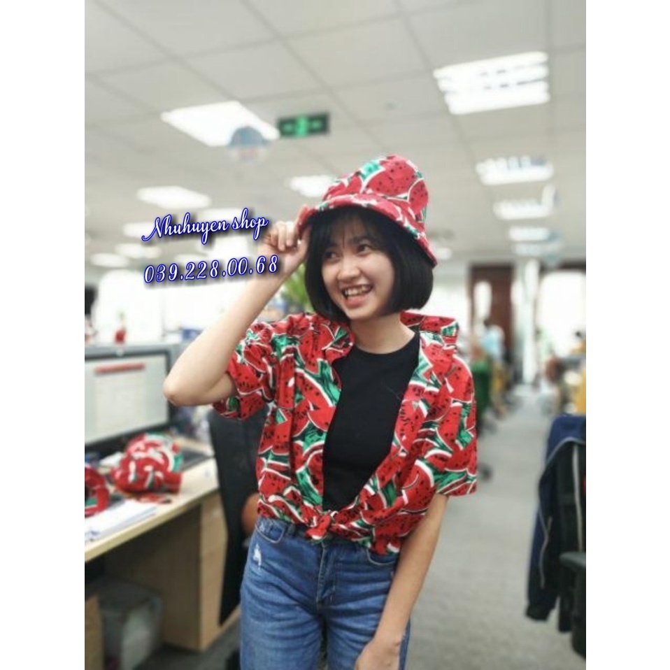 (chất kate thái 1 - kho HCM) áo dưa hấu đỏ đi biển, team - bộ hoa quả, trái cây big size- chuyên sỉ lẻ - nhuhuyen shop