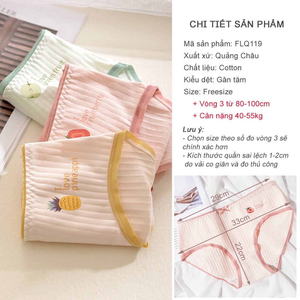 Quần lót nữ cotton gân tăm NAPAI hình hoa quả cao cấp - Quần chip nữ freesize Havana FLQ119 | BigBuy360 - bigbuy360.vn