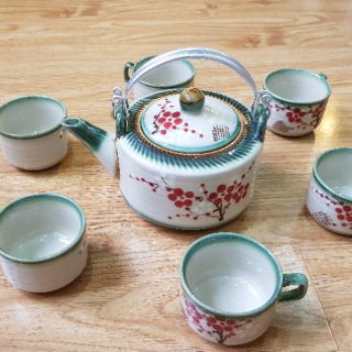 Ấm chén Bát Tràng vẽ hoa đào (thanh lý hàng xuất khẩu)