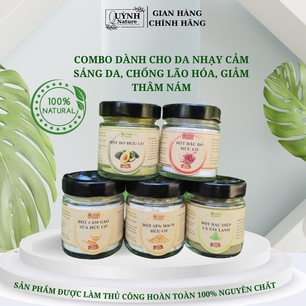 (combo) Bột mặt nạ hữu cơ chăm sóc da cấp ẩm làm đẹp