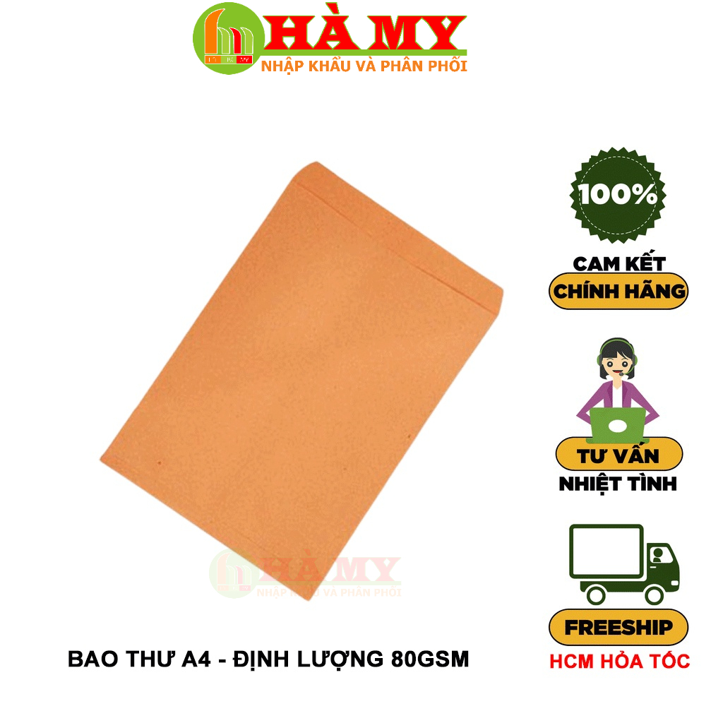 Xấp 100 cái bao thư trắng/Vàng A4  Độ dày 80gsm - Hamygroup.vn