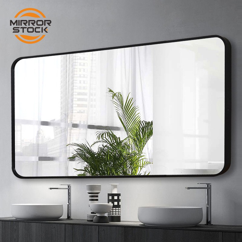 MirrorStock gương hình chữ nhật có góc tròn Gương phòng tắm gương treo tường gương khung kim loại gương phòng ngủ