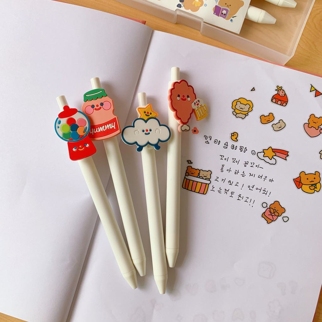 &lt;Ảnh Thật Shop Chụp&gt; Bút Bi Mực Nước Màu Đen Humberger Xinh Xắn Trang Trí Bàn Học Học Sinh D151