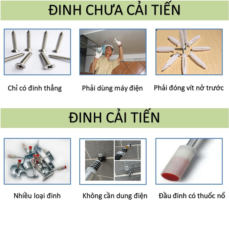 Đinh ty móc nẹp tắc kê cố định ống nhựa lắp ống nước dùng cho máy bắn ty 100psc