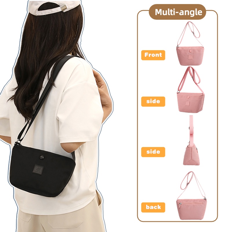 Ba Lô Đeo Chéo Chất Liệu Nylon Chống Thấm Nước Thiết Kế Đơn Giản Thời Trang Cho Nữ
