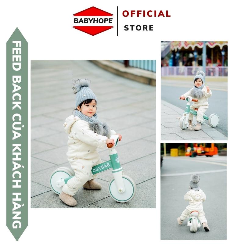 Xe đạp trẻ em 3 bánh SPORT khung thép ,yên da kiêm Xe chòi chân cho bé BABYHOPE