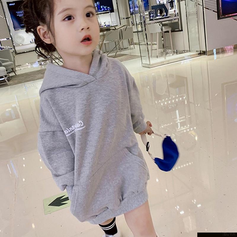 Đầm hoodie tay dài dáng rộng thời trang thu đông dành cho bé gái