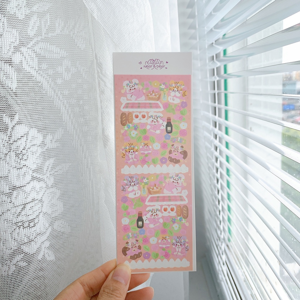 Zanmo tấm hình dán sticker gấu kim tuyến lấp lánh decor toploader