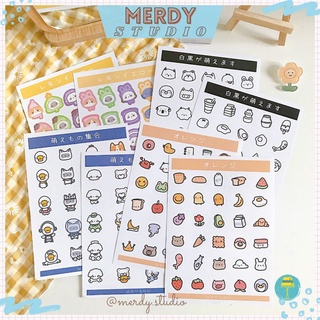 2 tờ sticker cute dán trang trí hình vẽ liên minh thú cưng & trái cây siêu cấp đáng yêu