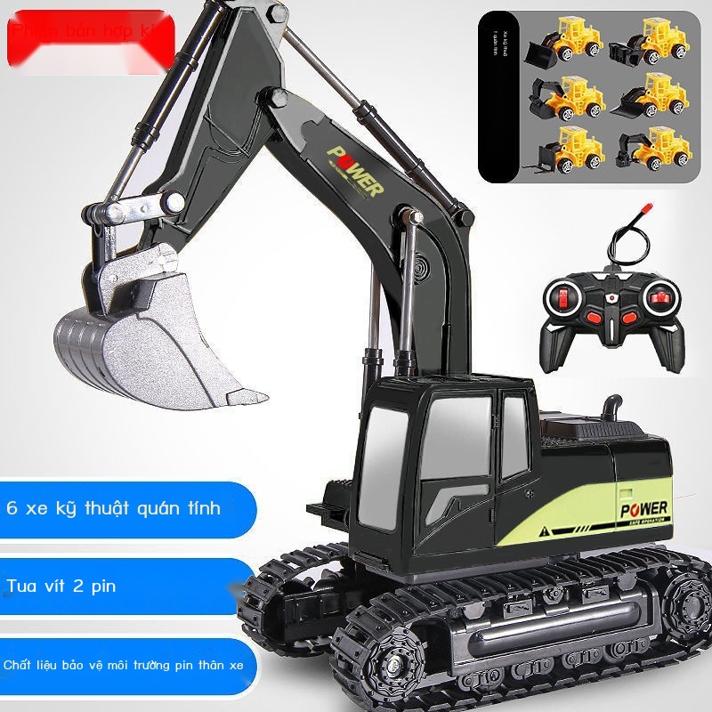 ATrẻ em móc hợp kim máy xúc đào đồ chơi ô tô mô phỏng điện điều khiển từ xa kỹ thuật không dây cậu bé 36 tuổi
