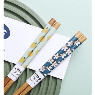 Set 8 đôi đũa gỗ hoạ tiết Nhật Bản
