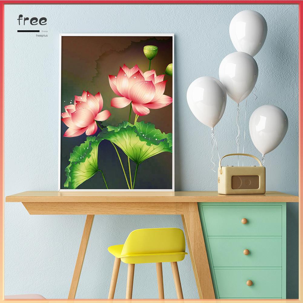 Tranh Đính Đá 5d Tự Làm Hình Hoa Sen Màu Hồng