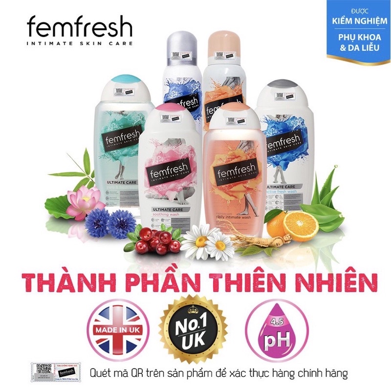 Dung dịch vệ sinh phụ nữ cao cấp hàng ngày Femfresh Daily Intimate Wash 250ml, 150ml tiembachhoauna