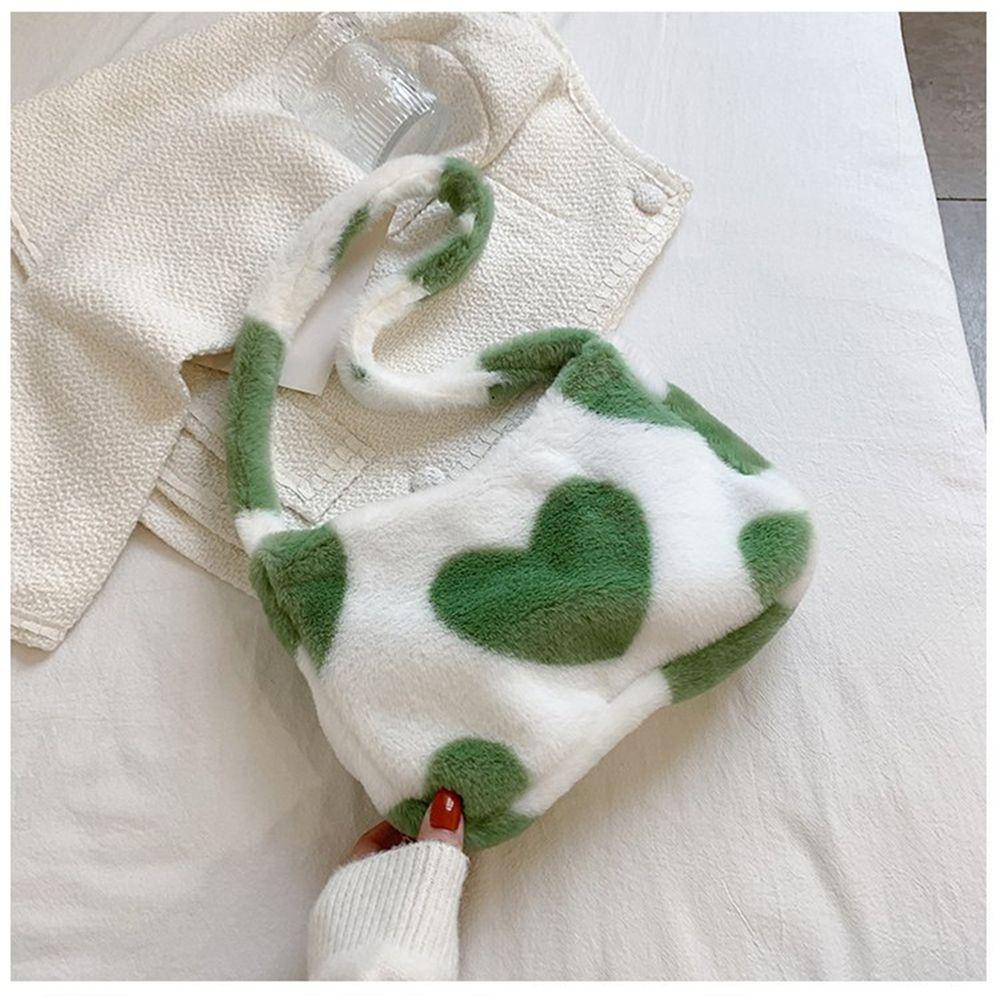 Túi Tote Đeo Vai Họa Tiết Trái Tim Bằng Lông Nhung Xinh Xắn Cho Nữ