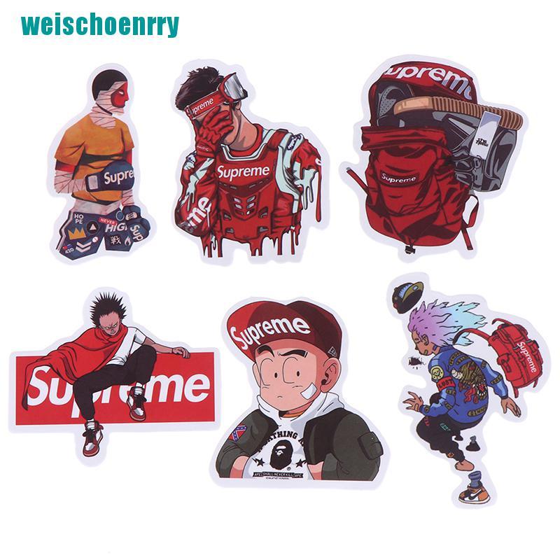 Rér●Bộ 50 Miếng Dán Trang Trí Xe Hơi / Ván Trượt / guitar / laptop In Chữ Supreme Bằng PVC