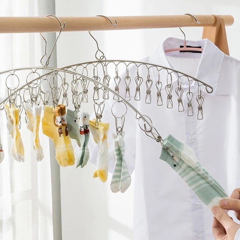 Giá Đỡ Kẹp Phơi Vớ / Đồ Lót Bằng Thép Không Gỉ Chống Gió Chống Trượt Tiết Kiệm Không Gian Cho Gia Đình / Cắm Trại