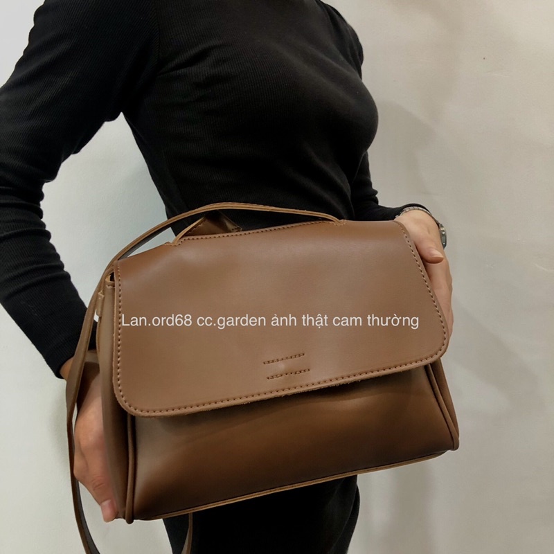 Ảntúi xách nữ túi da đeo chéo phong cách đơn giản retro Hàn Quốc ảnh video thật