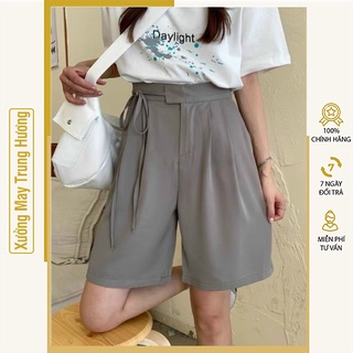  Quần short nữ thắt nơ ống lửng quần sooc nữ lưng chun chất liệu tuyết mưa loại đẹp có size từ 40kg-60kg 