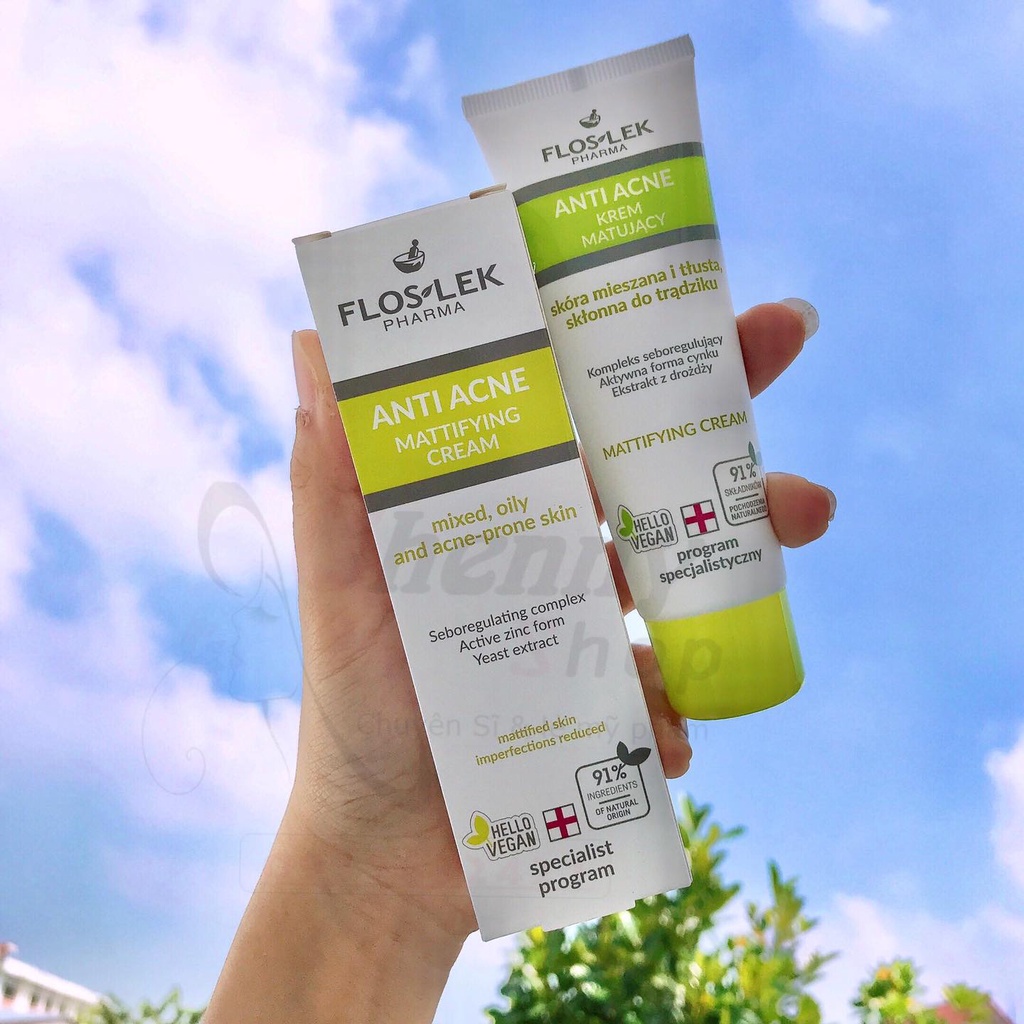 Kem kiểm soát dầu và điều tiết nhờn Floslek Anti Acne Mattifying Cream 50ml - Hàng Nội Địa