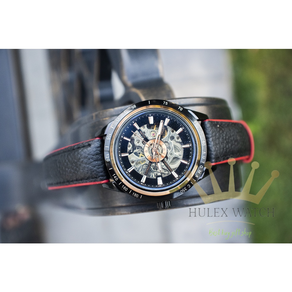 Đồng hồ nam cao cấp chính hãng cơ tự động FORSINING A1 dây da tặng kèm vòng đeo tay và Hộp đi kèm