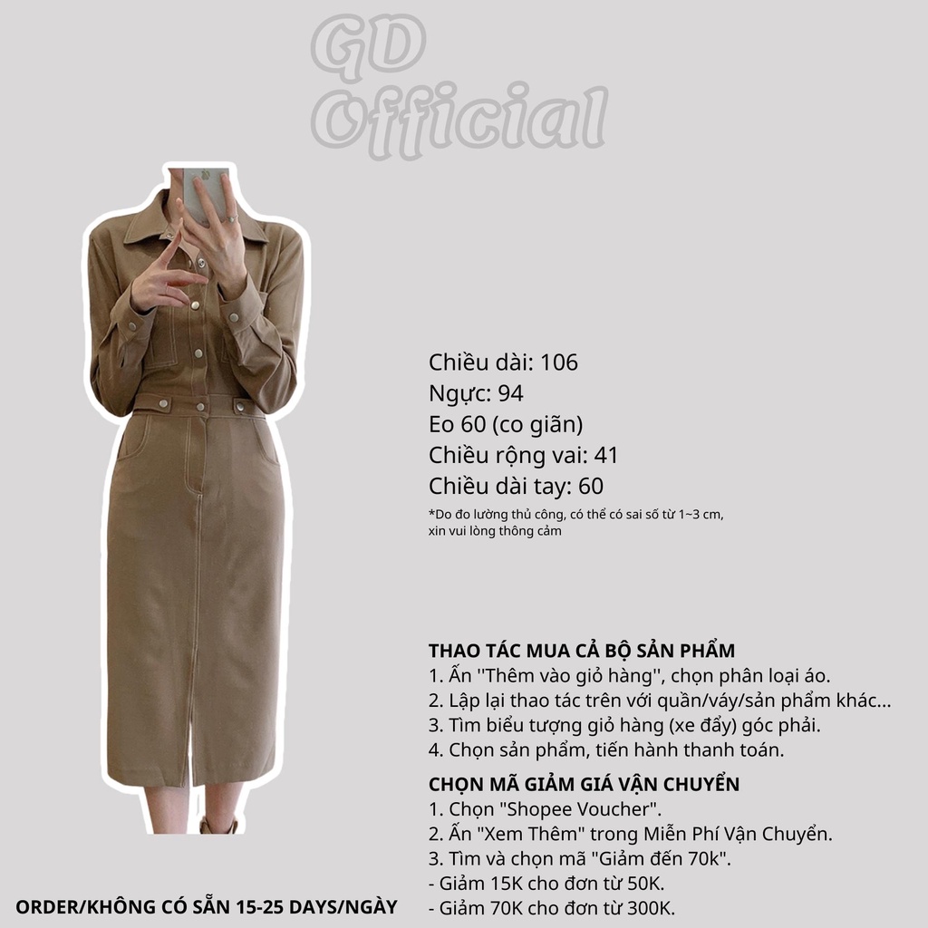 D15|Đầm kaki giả jeans suông thanh lịch văn phòng, đi chơi cho nữ gd_order