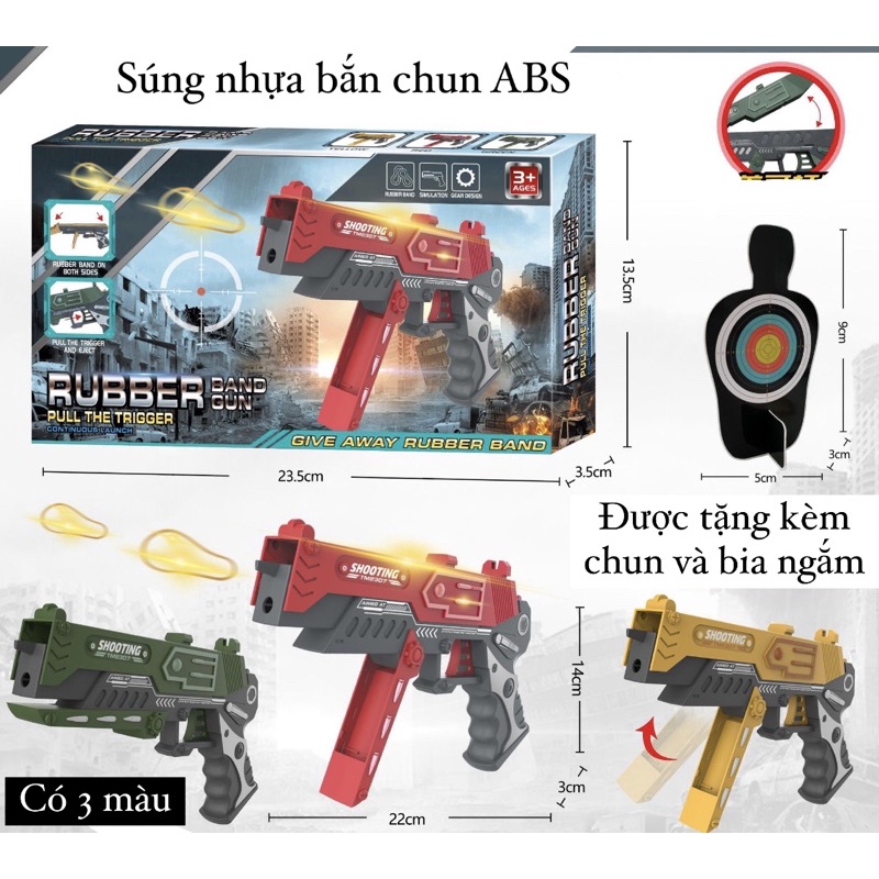 [Sẵn] Mô Hình Súng Nhựa Bắn Chun Bắn Thun Nịt Nhựa ABS An Toàn Thông Minh Cho bé Trai ( Tặng kèm 80 chun Thêm )