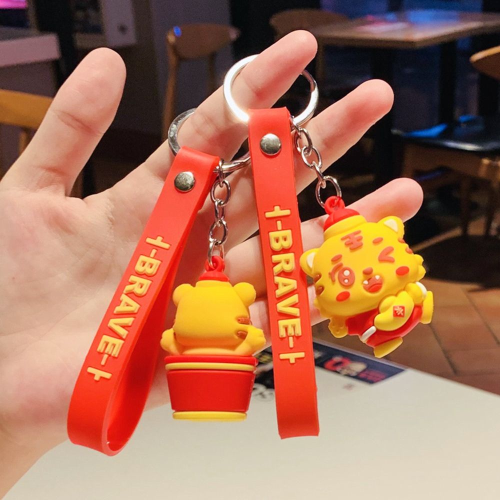 Móc khóa hình con hổ dễ thương phong cách Trung Hoa