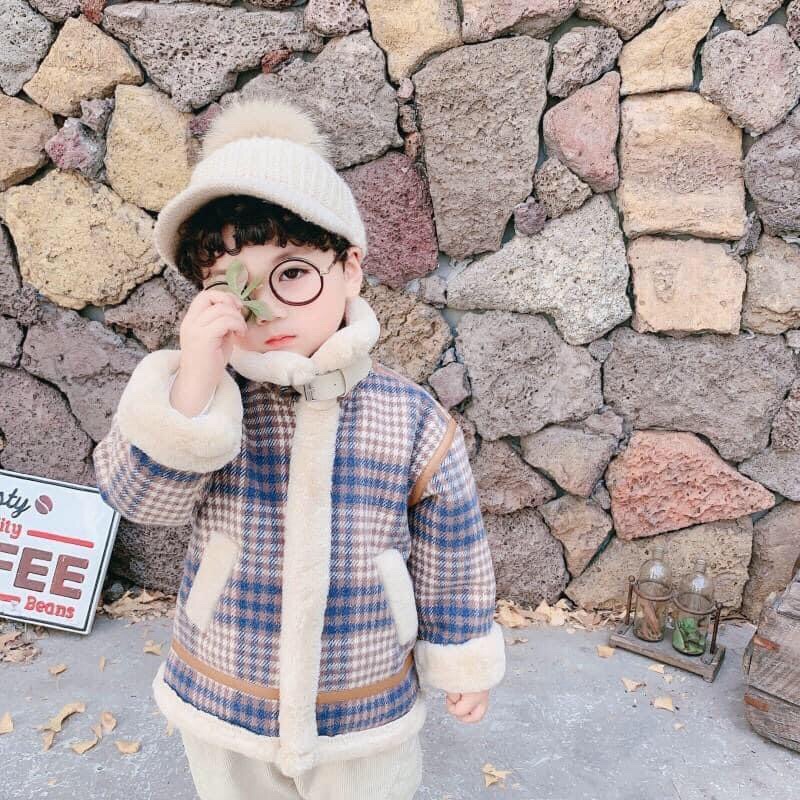 Áo khoác dạ kẻ cho bé