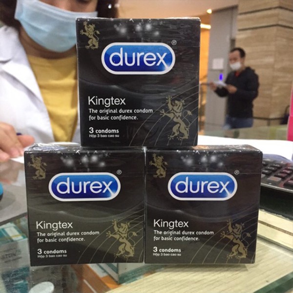 bao cao su durex kingtex siêu mỏng, bao cao su phù hợp với cậu nhỏ khiêm tốm, ôm sát hộp 12 chiếc tặng hộp 3