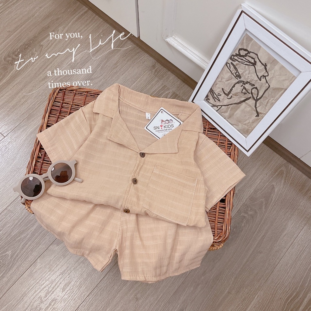 Bộ cộc tay Pijama đũi hàn cho bé trai, bé gái từ 10-20 kg
