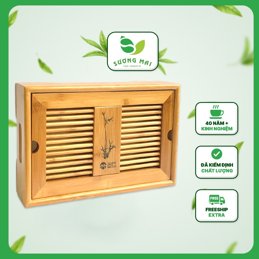Khay Trà Tre Đựng Ấm Chén SƯƠNG MAI Chất Liệu Bền Đẹp Chống Thấm Nước