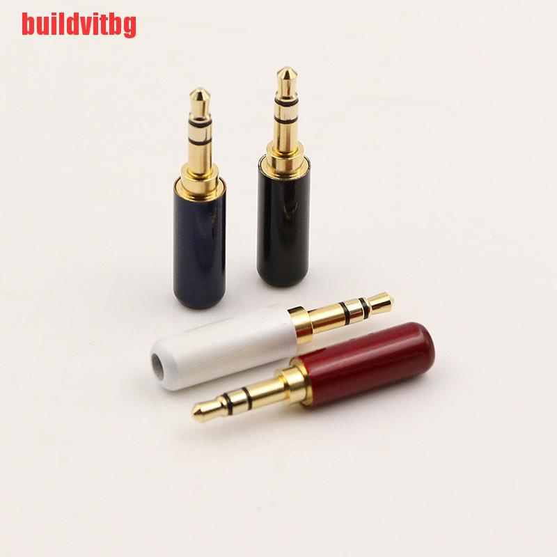 {buildvitbg}2pcs 3.5 mm Plug Audio Jack 3 Pole Gold Plated Earphone Adapter Socket GVQ