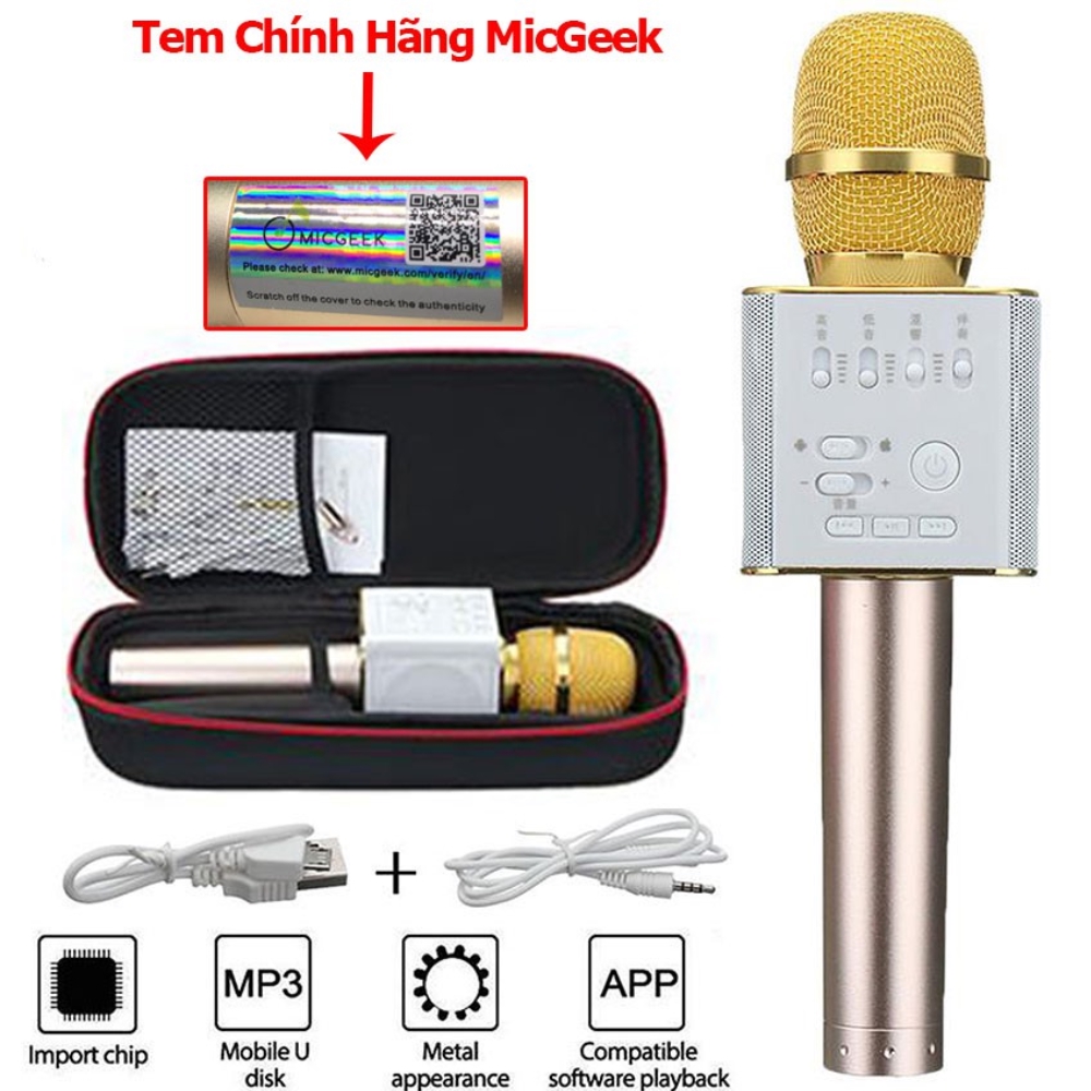 MIC HÁT KARAOKE Micgeek Q9 Kiêm Loa Bluetooth 3 in1 CHÍNH HÃNG -Bản tiếng anh -DC2105