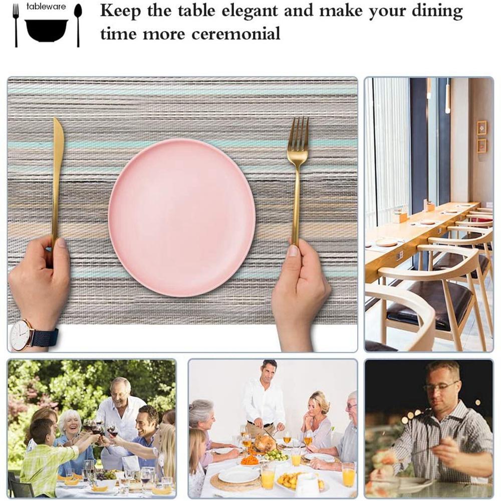 Bộ 4 Tấm Lót Bàn Ăn Bằng Sợi Polyester Dệt Cách Nhiệt Chống Trượt Tiện Dụng Trang Trí Nhà Cửa
