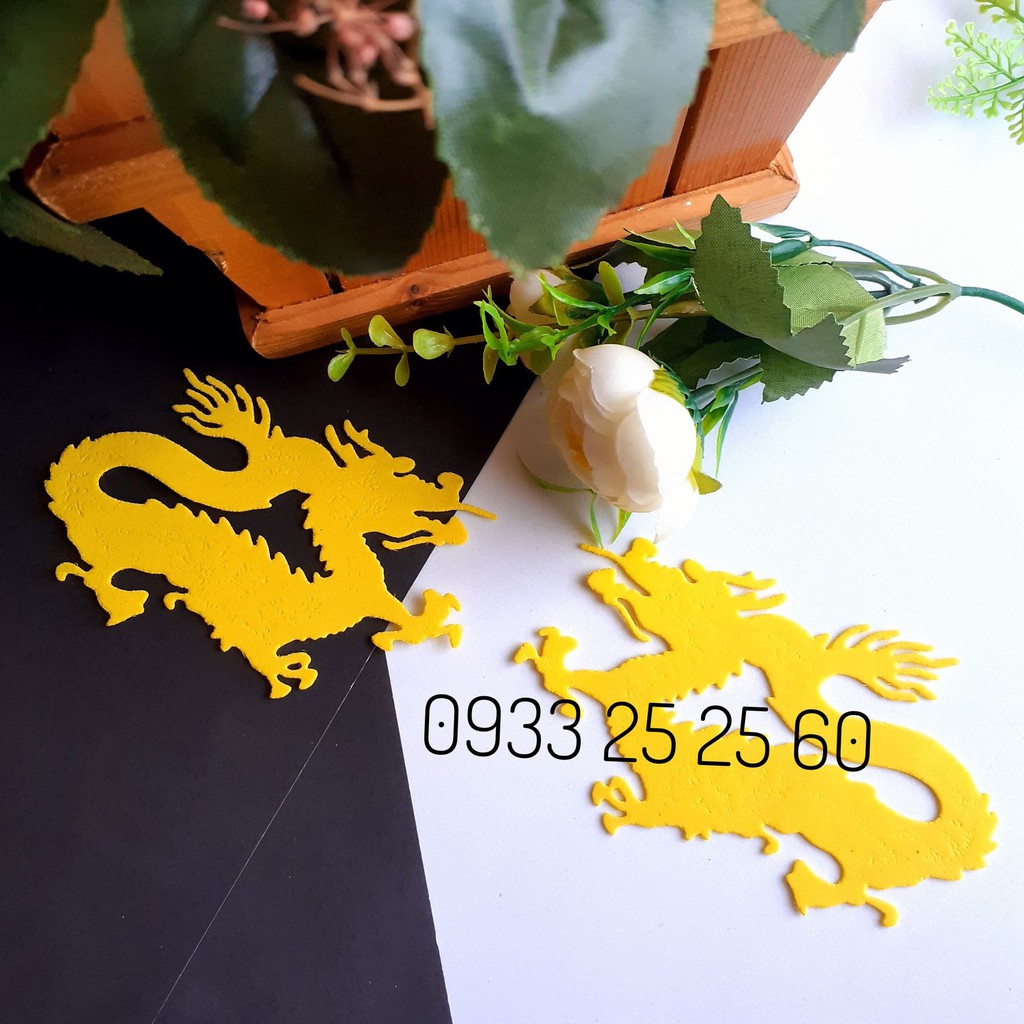 1 con Rồng bằng giấy xốp 2mm/ XỐP KIM TUYẾN, 10.5x7.3cm - Hình trang trí thiệp, phong thưxốp mầm non