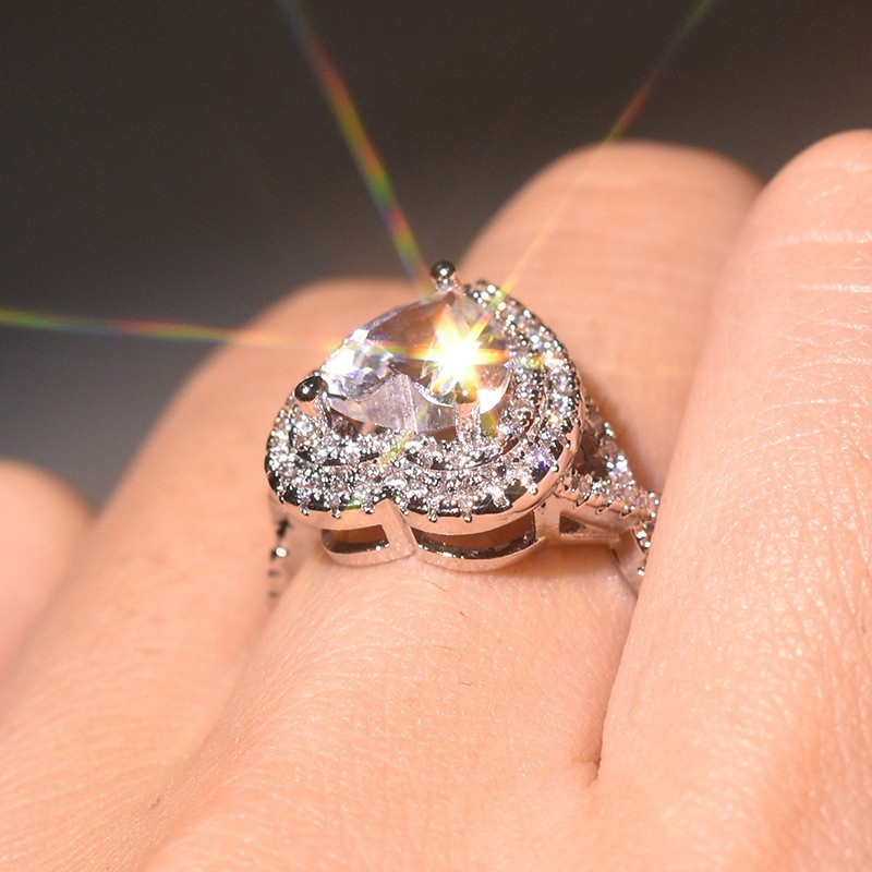 Nhẫn mạ bạc đính đá sang trọng thanh lịch cho nữ