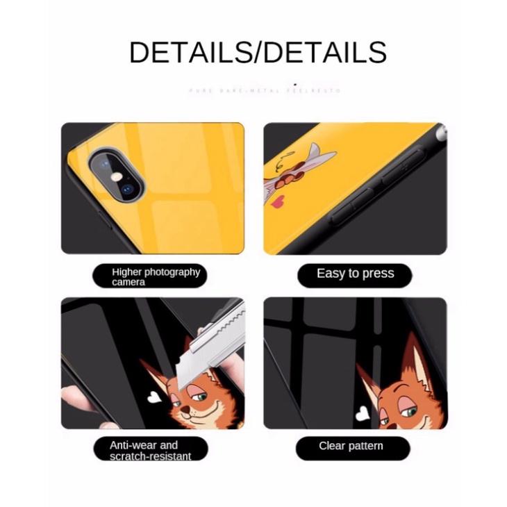 Ốp lưng iphone 6, 7, 8 Plus, X, XS, XR, XSMAX, 11, 11PRO, 11 PROMAX, 12, 13 PROMAX THỎ VÀ CÁO BẰNG KÍNH PKVN